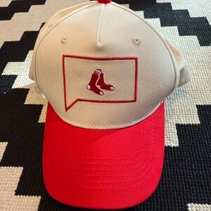 Red and Beige Baseball Cap